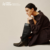 拼接时装 靴防滑粗跟女靴 新款 真皮长筒靴时尚 Murmure 冬季