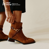 女靴拉链时装 靴潮 新款 牛反绒短靴皮带扣时尚 Murmure 冬季