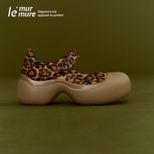 Murmure 羔羊皮玛丽珍鞋 戏剧魅影 春季 新款 厚底豹纹马毛单鞋