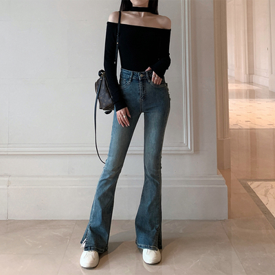 黑色挂脖上衣一字肩长袖