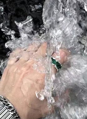 不规则暗黑风男女小众绿紫色开口戒指潮酷小众设计高级感冷淡风