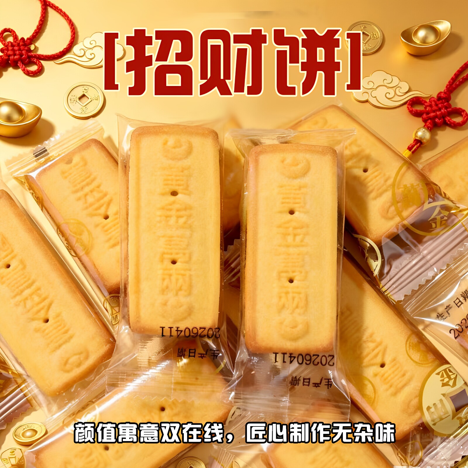 网红黄金万两金条新年应景饼干