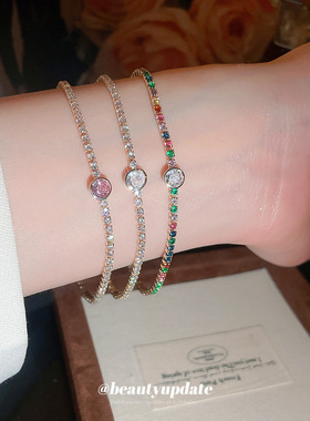 18k真金电镀日韩风清新锆石圆形