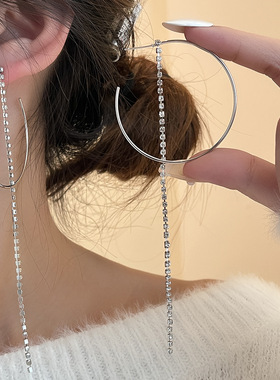 银针简约个性气质金属亮面圆圈女