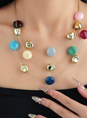 夏季度假风海边多巴胺几何彩石项