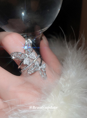 高级感满钻环绕蝴蝶戒指超仙精致