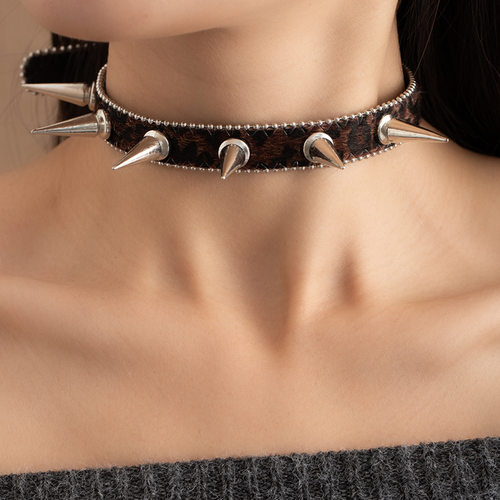 朋克摇滚风y2k项圈小众复古皮质