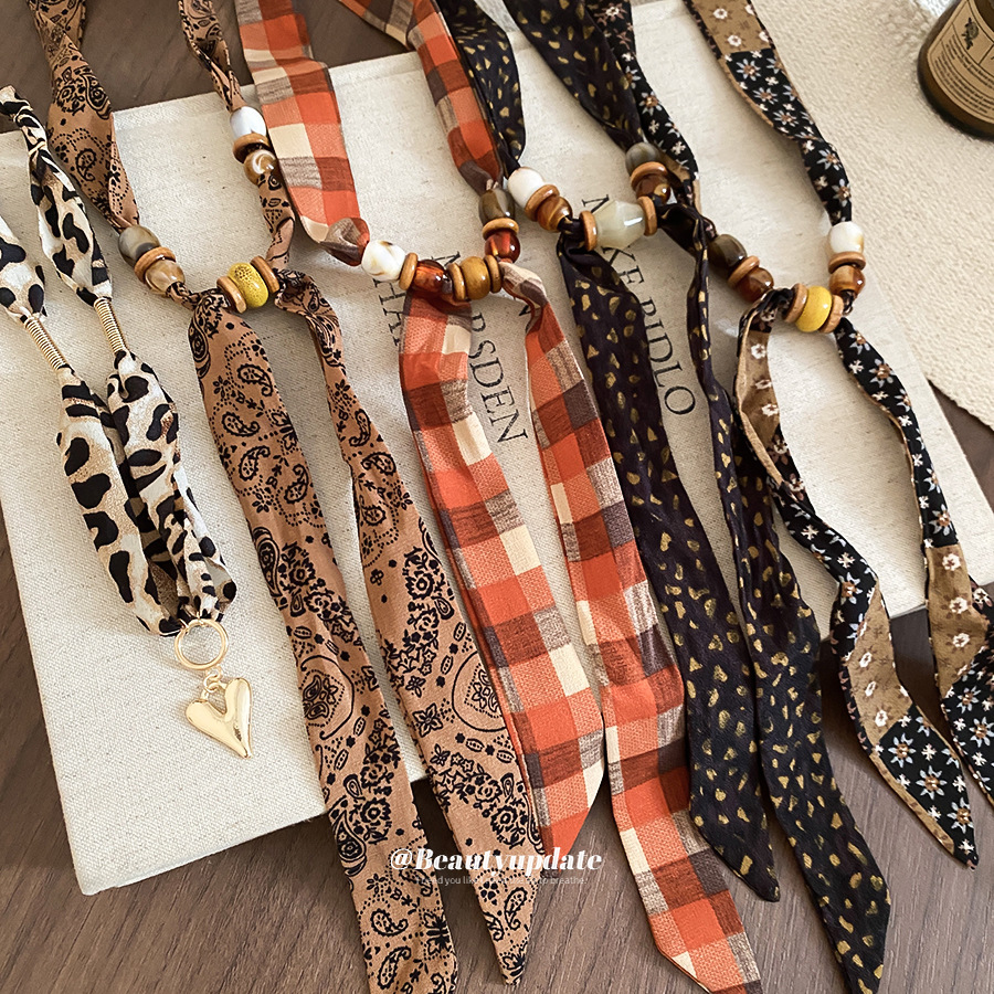 布艺雪纺木珠陶瓷亚克力串珠项链