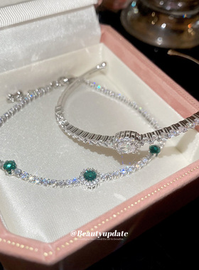 法式精致简约锆石几何圆形手链轻