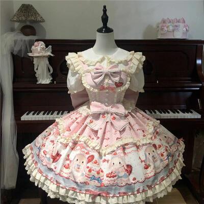 甜心梦境原创lolita【萌兔派对】可爱兔子蛋糕裙萝莉塔衬衫