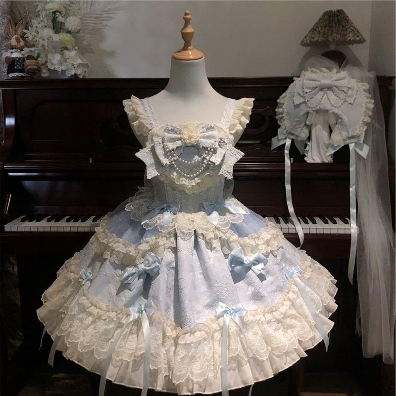 韩菇凉~原创设计Lolita洋装芭蕾风jsk吊带连衣裙夏季