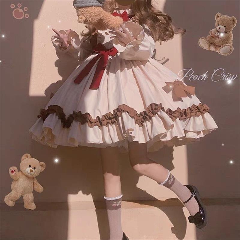 桃酥可可洋装lo连衣裙秋冬裙子秋季蓬蓬裙长款