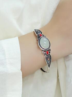 复古祥云蛋面镂空手镯女新中式