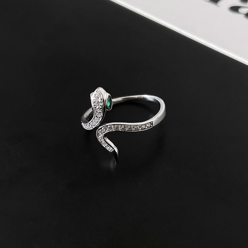 欧美绿锆灵蛇戒指女轻奢小众个性