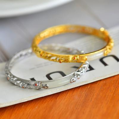 新中式国风镂空掐丝无事牌手镯