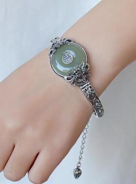 新中式复古做旧福字平安扣牡丹花