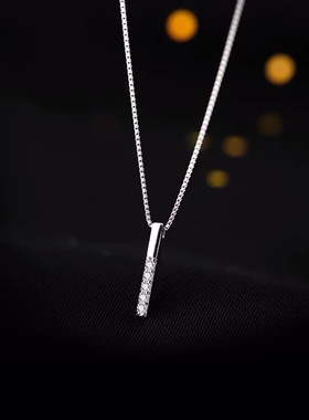 直棒项链女闪钻ins冷淡风轻奢
