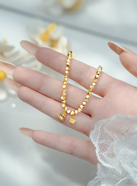 小红书同款碎金子铃兰花手链女