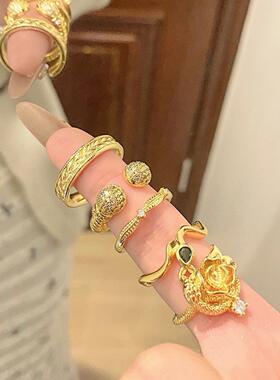 简约轻奢拉丝麦穗戒指女小众