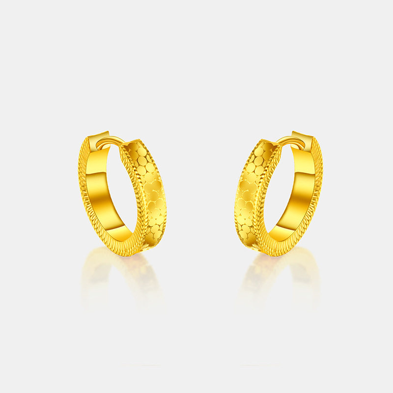 古法金色爆闪龙鳞耳扣CNC精工
