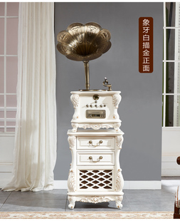 客厅电唱机仿古大喇叭音响 黑胶造型留声机片机中美式 复古老式 台式