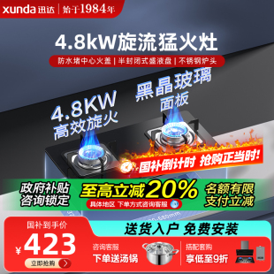 迅达燃气灶煤气灶双灶家用台式嵌入式天然气液化气猛火炉灶Q2HA