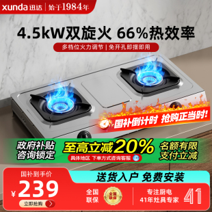 迅达燃气灶台式液化气灶双灶天然气灶炉灶煤气灶 家用猛火灶具T2