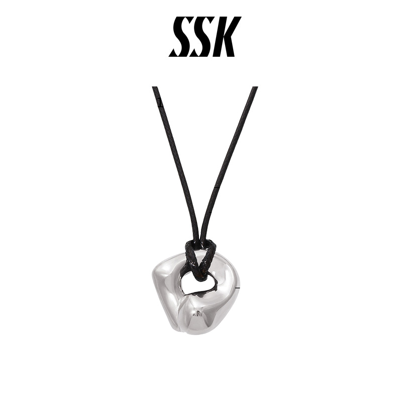 SSK 设计感时尚豆豆液态光面长款项链