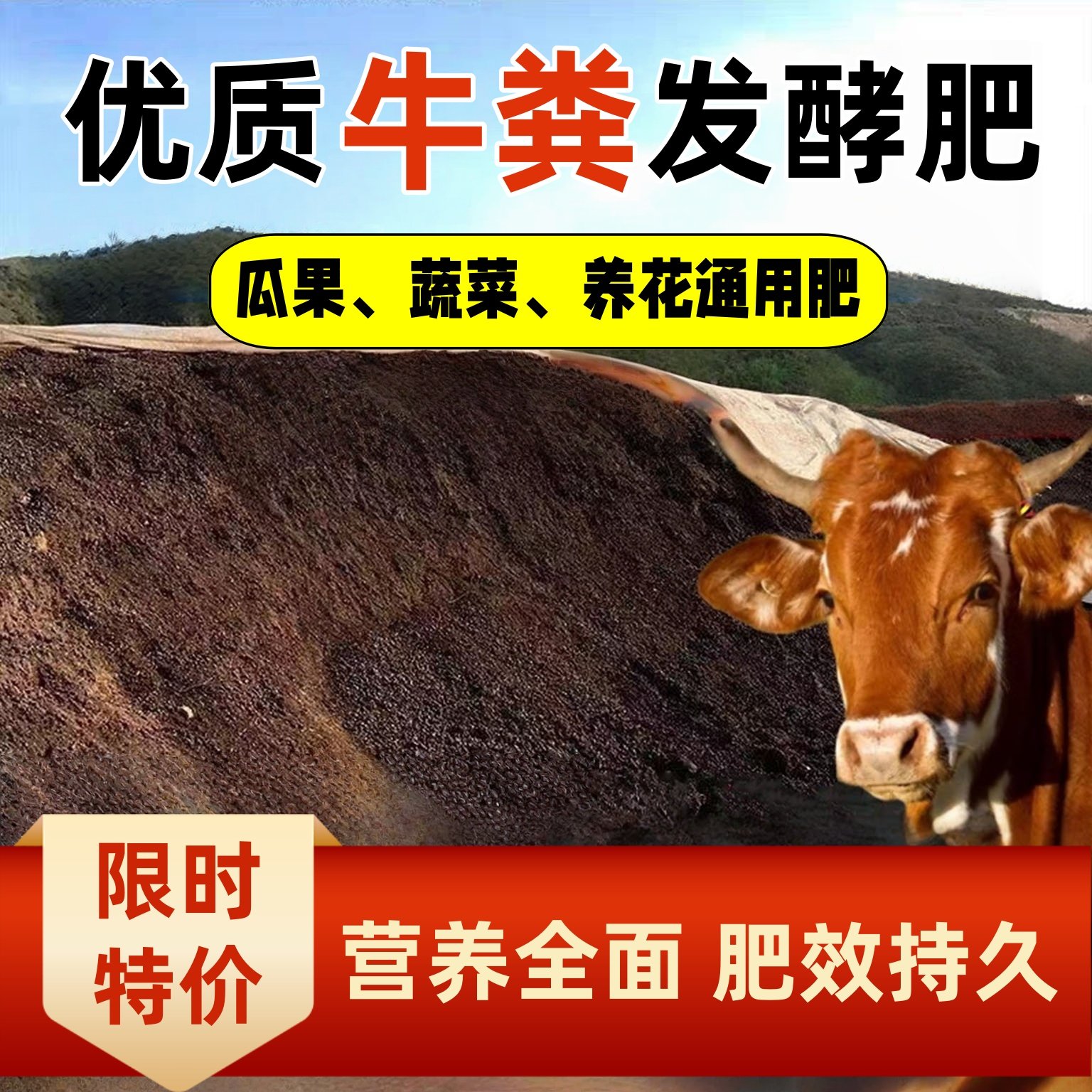 牛粪发酵有机肥料100斤果蔬专用