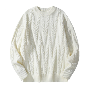 大码韩版设计慵懒风港风圆领针织外套男女情侣日系coldstone毛衣