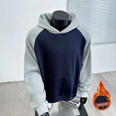 大码美式潮牌重磅插肩卫衣男春秋