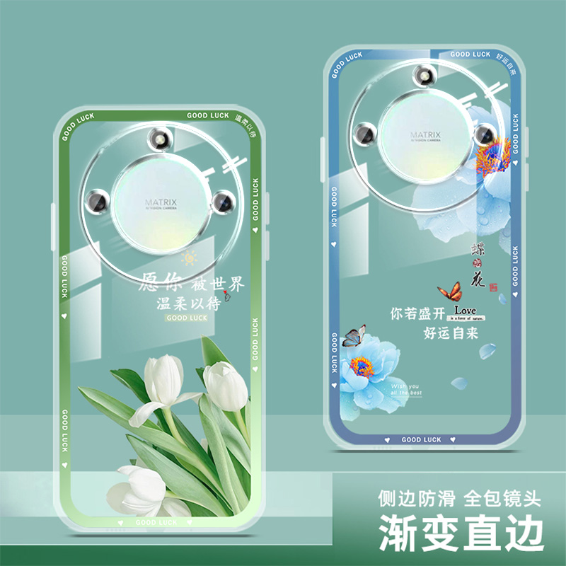 荣耀x40手机壳华为x40i透明女新款全包honor保护套软壳网红硅胶薄防摔直边中国风卡通高级感文字时尚