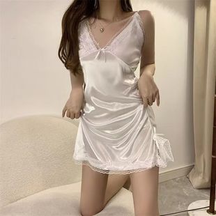 性感蕾丝边吊带睡裙纯欲风超薄款 夏季 睡衣夏天甜美透视手撕睡衣裙
