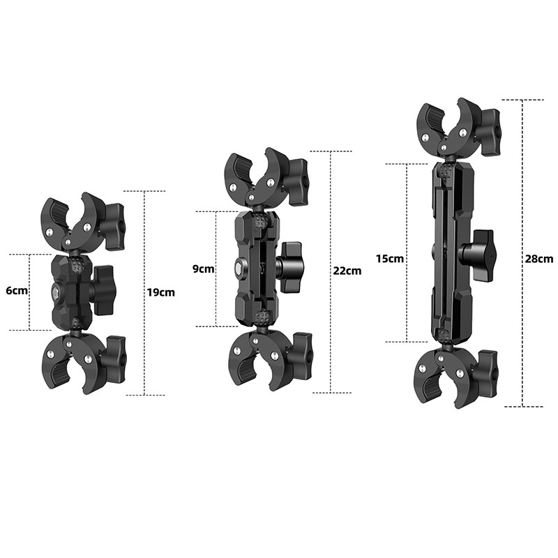 适用gopro/360onersx2x3运动相机摩托车自拍杆双头