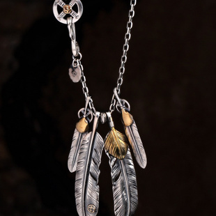 太角链套链余文乐同款高桥吾风格滴胶绿松羽毛长项链男士毛衣链