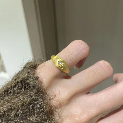 新品新款星芒拉丝戒指法式复古高