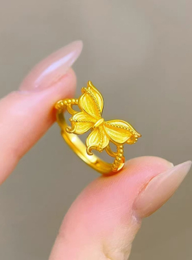 S925银花丝缤纷蝴蝶戒指