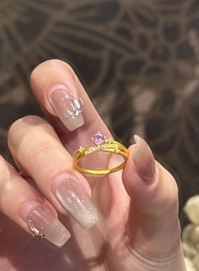 新品新款紫色锆石交叉星轨戒指活