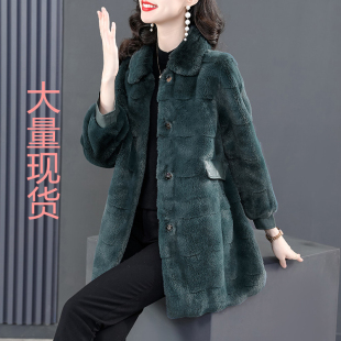 实拍2026冬新款海宁皮草女整貂中长款仿貂皮大衣外套显瘦韩版