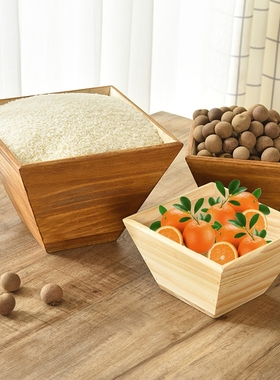 中式桃木斗摆件老式实木米斗升子斗客厅装饰品木雕工艺品开业礼品