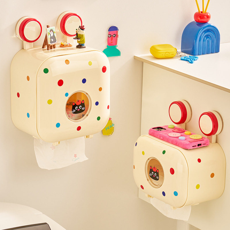 多巴胺吸盘厕纸盒双层免打孔壁挂式纸巾盒卫生间收纳盒厕所卷纸盒,收纳整理,纸巾盒,淘宝优惠券,粉丝福利购,淘宝优惠卷