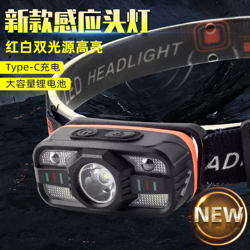 LED头灯强光可充电户外夜钓长续航超亮防水远射头戴式灯锂电A4