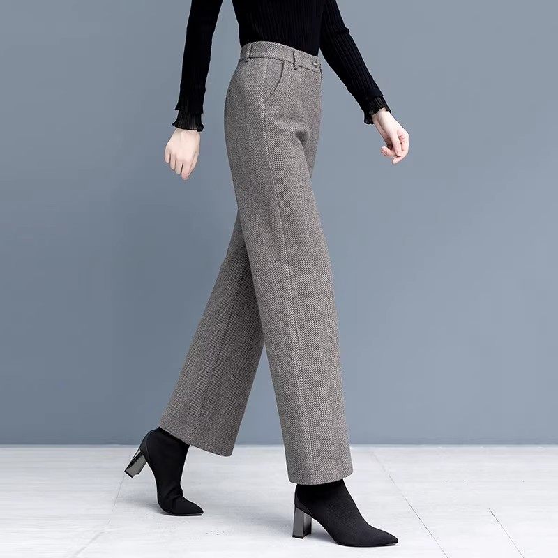 加绒毛呢阔腿裤女秋冬2025新款直筒宽松高腰冬季休闲裤加厚裤子女,女装/女士精品,休闲裤,淘宝优惠券,粉丝福利购,淘宝优惠卷