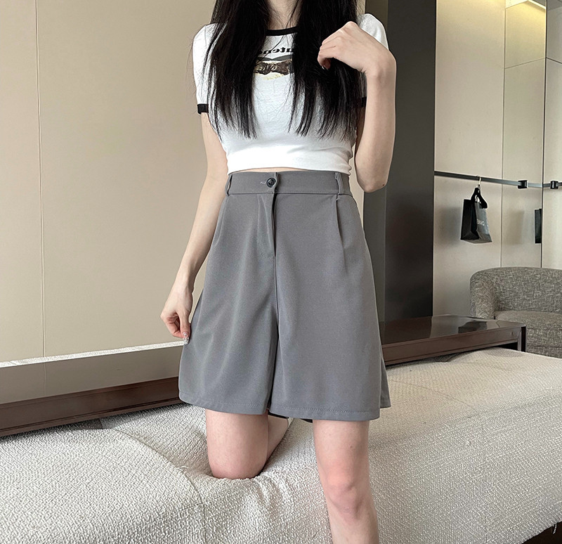 지방 MM 초대형 사이즈 200파운드 캐주얼 정장 반바지 여성 여름 드레이프 하이 엔드 루즈 스트레이트 와이드 팬츠 2