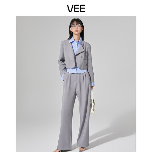 拼接假两件西服外套西服VEE/唯己
