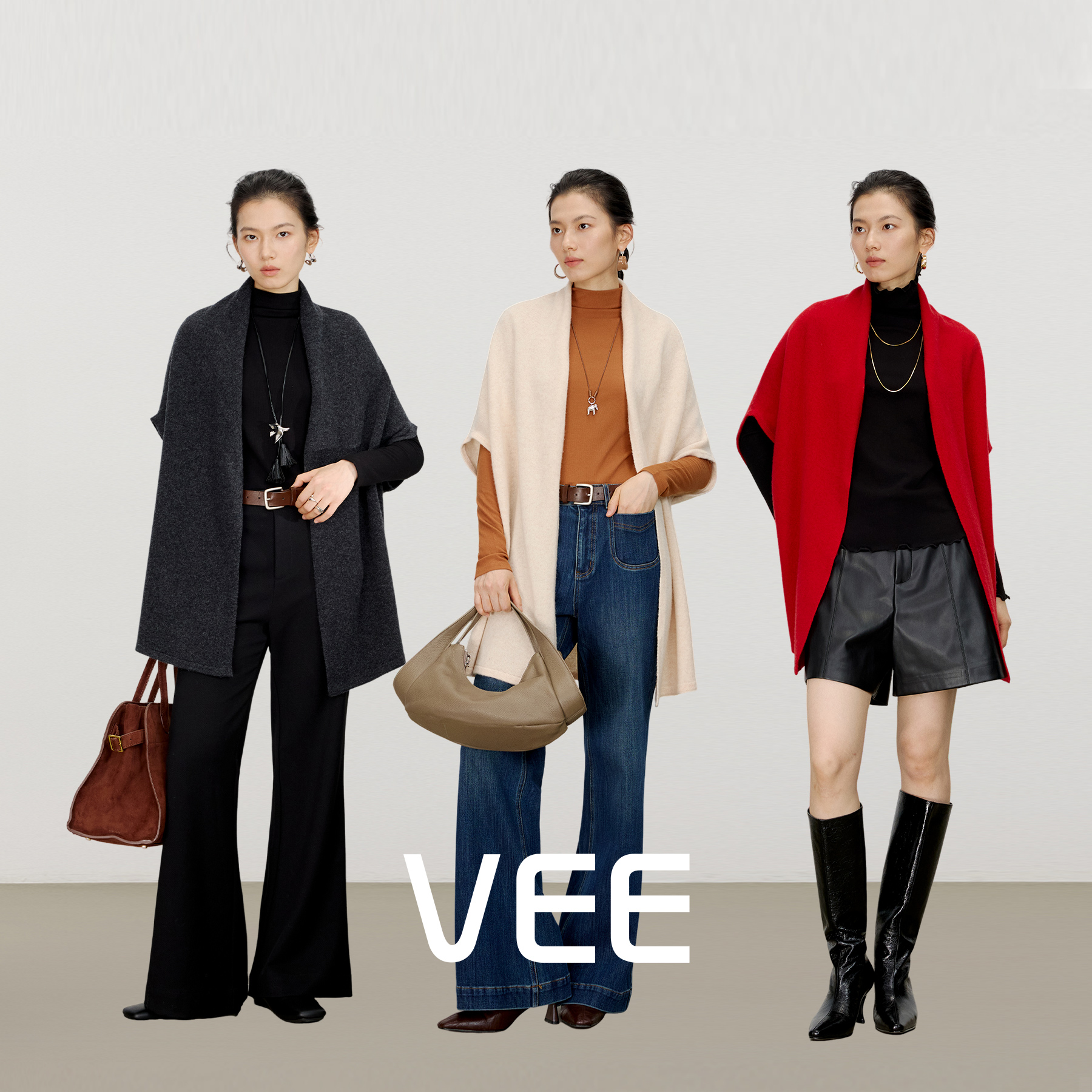 VEE【贵妇披肩】全羊毛毛织披肩外搭女高端大气轻奢开衫斗篷外套