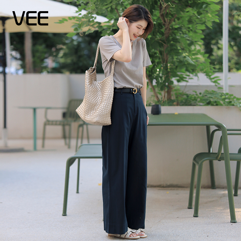 VEE【刚刚好】垂感阔腿长裤