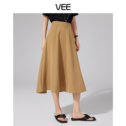 VEE中长裙伞裙通勤百搭A字半身裙