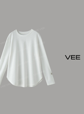 VEE【温哥华】春季新品休闲百搭简约设计感纯色长袖宽松T恤