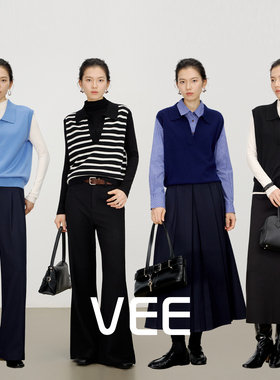 VEE【循环马甲】全羊毛polo领内搭叠穿针织马甲背心打底上衣女